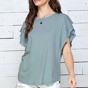 Double Ruffle Short Sleeve Top